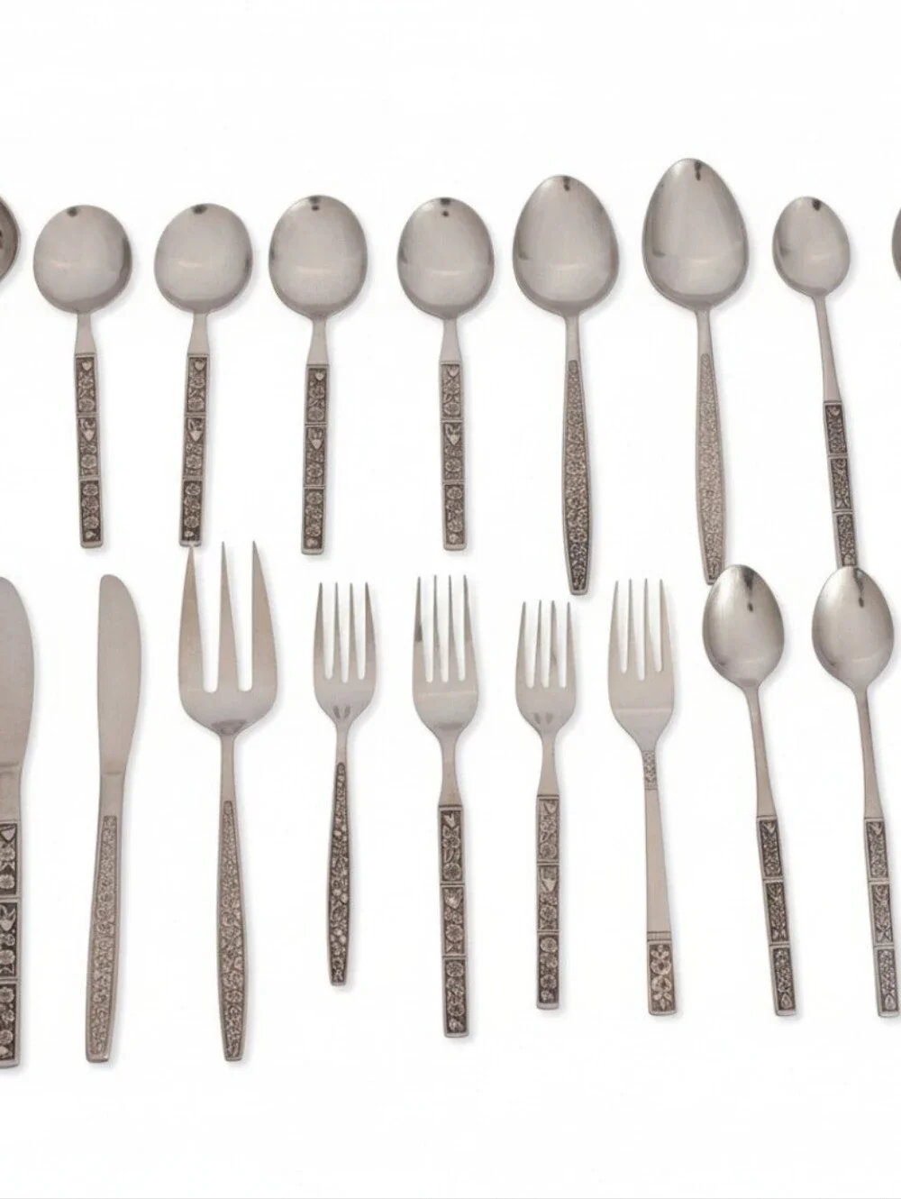 (Lot Of 20) Assorted Oneida Northland Spring Fever Stainless Steel Flatware Set.
